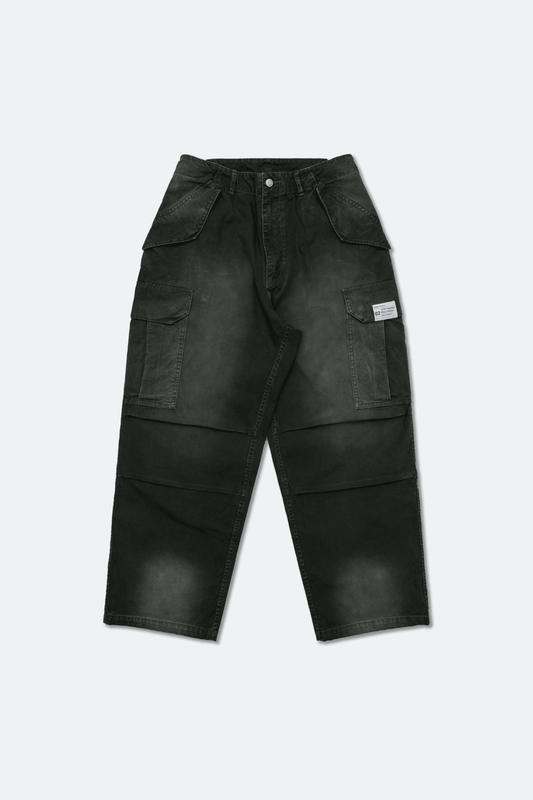 GROCERY WASHED WIDE CARGO PANTS/ FADED BLACK - GROGROCERY
