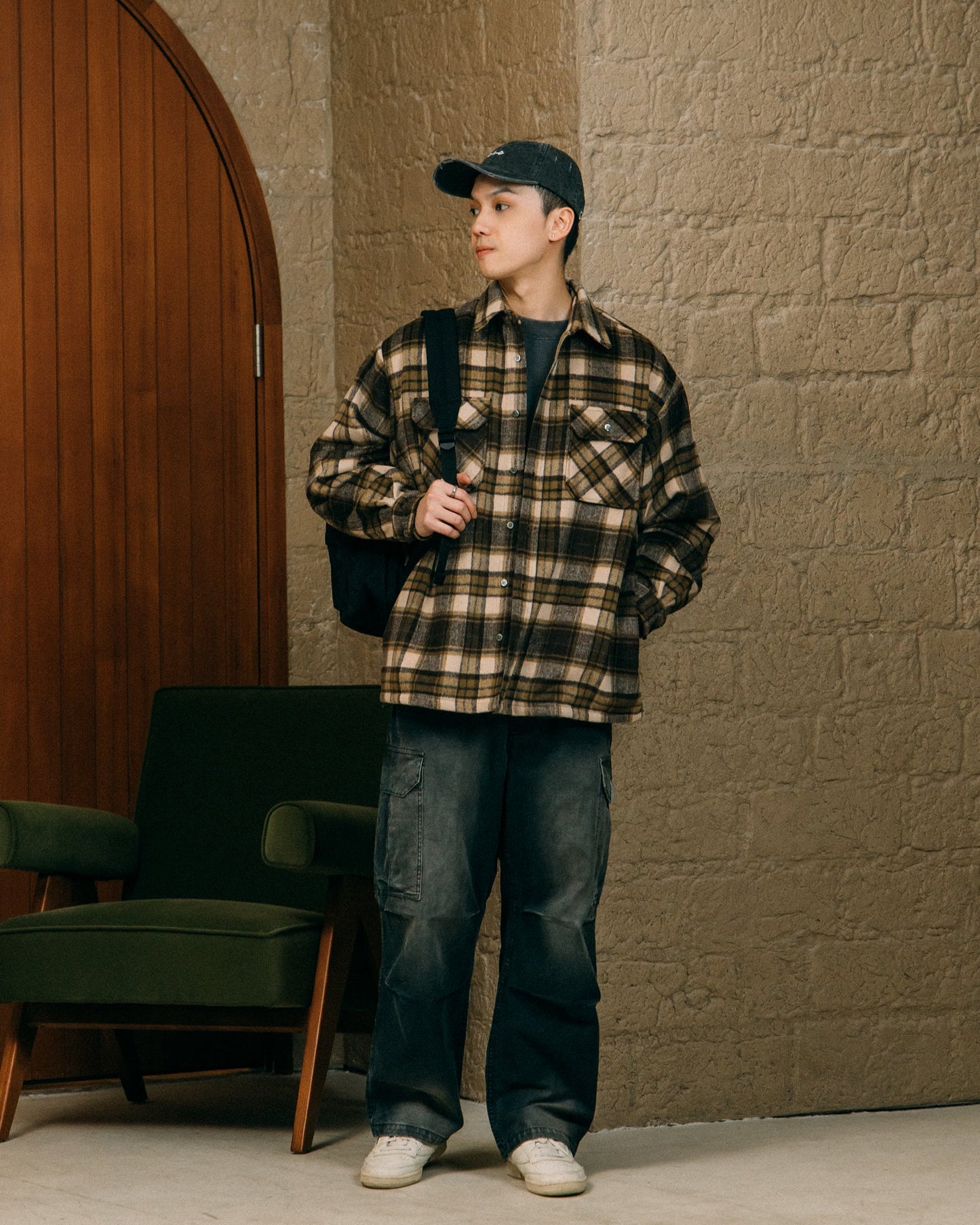 GROCERY WASHED WIDE CARGO PANTS/ FADED BLACK - GROGROCERY