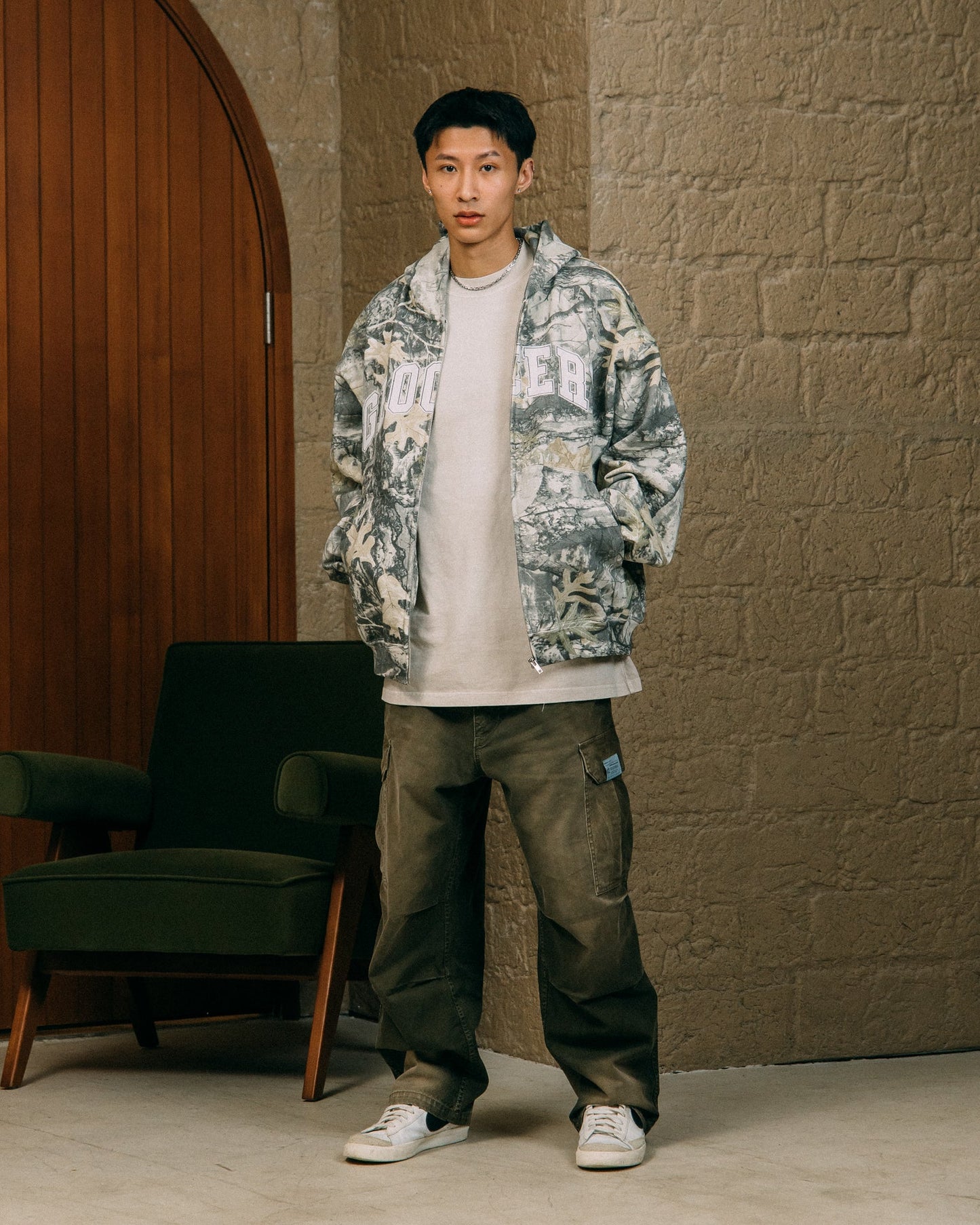 GROCERY WASHED WIDE CARGO PANTS/ FADED DARK OLIVE - GROGROCERY