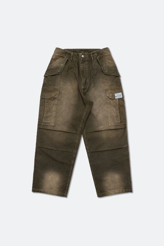 GROCERY WASHED WIDE CARGO PANTS/ FADED DARK OLIVE - GROGROCERY