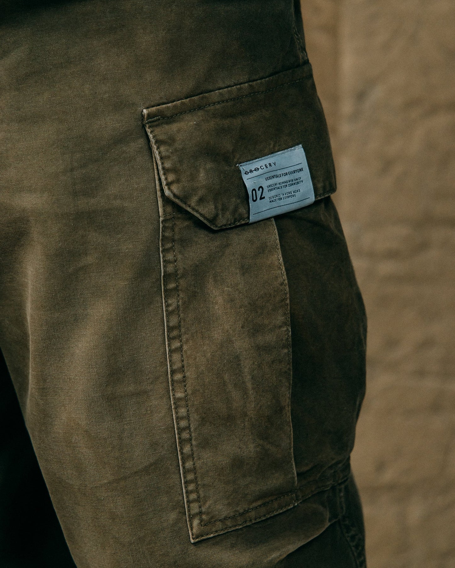 GROCERY WASHED WIDE CARGO PANTS/ FADED DARK OLIVE - GROGROCERY