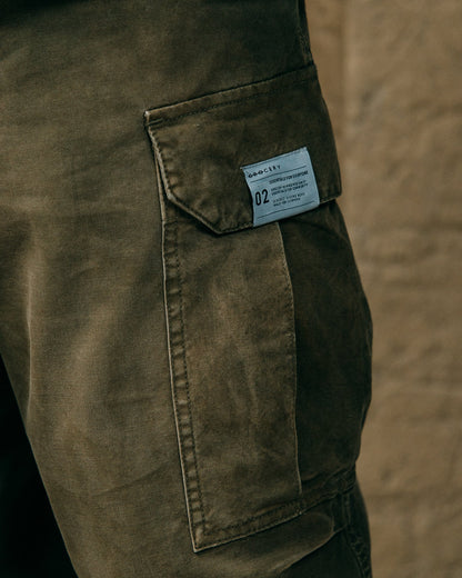 GROCERY WASHED WIDE CARGO PANTS/ FADED DARK OLIVE - GROGROCERY