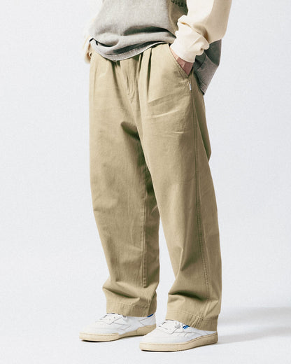 GROCERY WASHED WIDE CHINO PANTS/ BEIGE - GROGROCERY