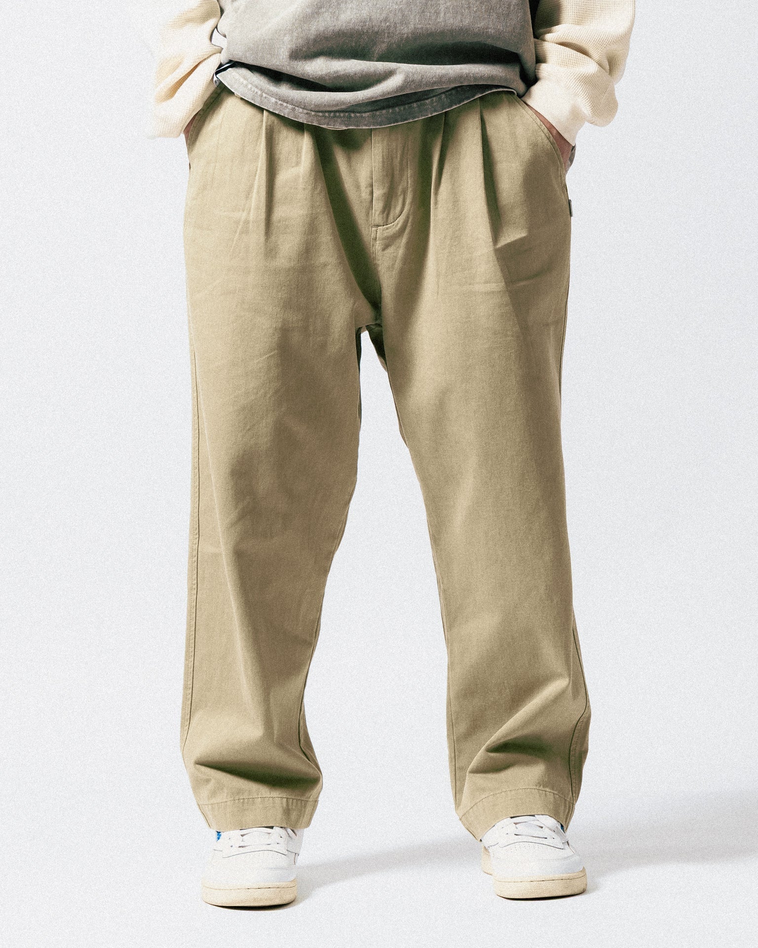 GROCERY WASHED WIDE CHINO PANTS/ BEIGE - GROGROCERY