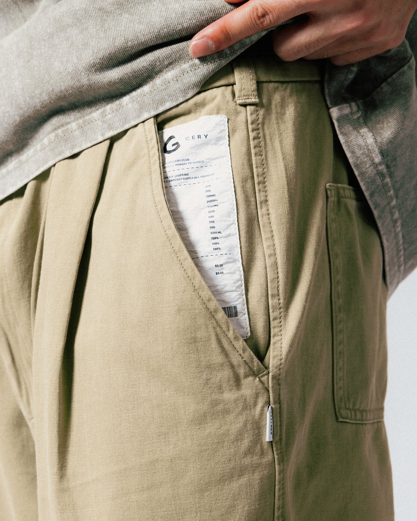 GROCERY WASHED WIDE CHINO PANTS/ BEIGE - GROGROCERY