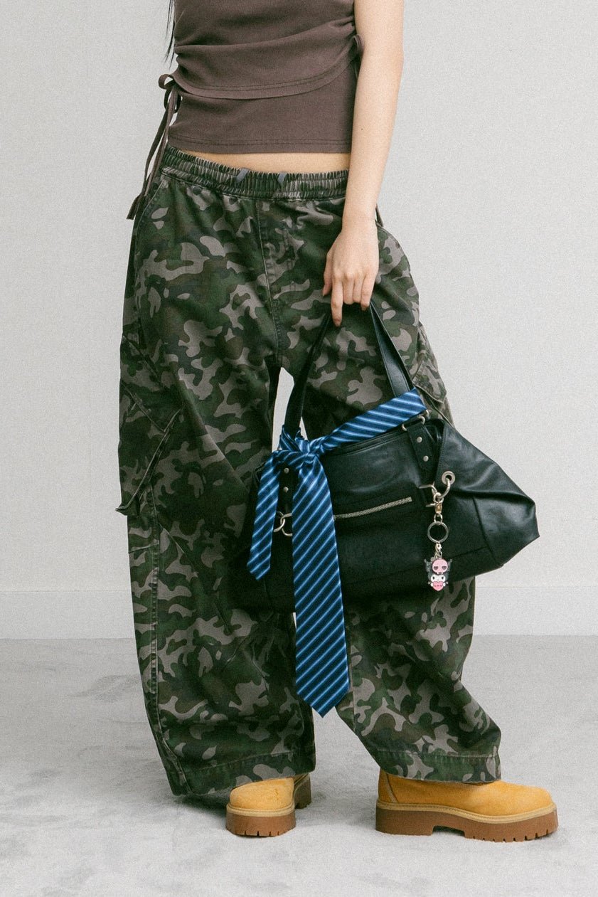 GROCERY WASHED WIDE LEG CARGO PANTS/ CAMO - GROGROCERY