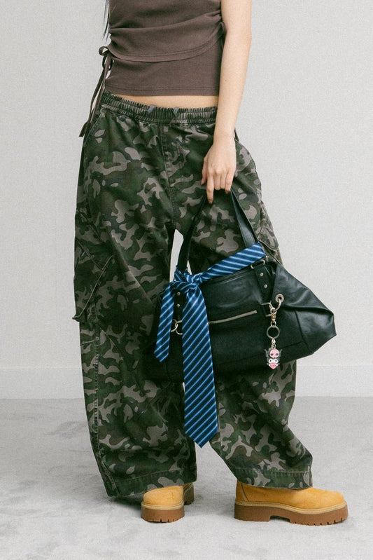 GROCERY WASHED WIDE LEG CARGO PANTS/ CAMO - GROGROCERY
