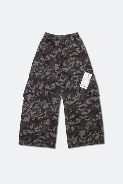 GROCERY WASHED WIDE LEG CARGO PANTS/ CAMO - GROGROCERY