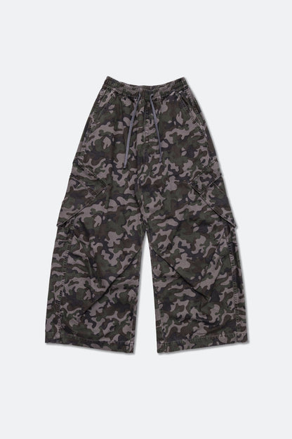 GROCERY WASHED WIDE LEG CARGO PANTS/ CAMO - GROGROCERY