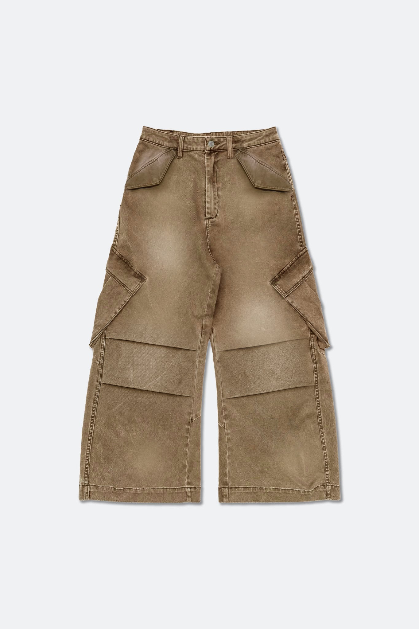 GROCERY WASHED WIDE LEG CARGO PANTS/ FADED BROWN - GROGROCERY