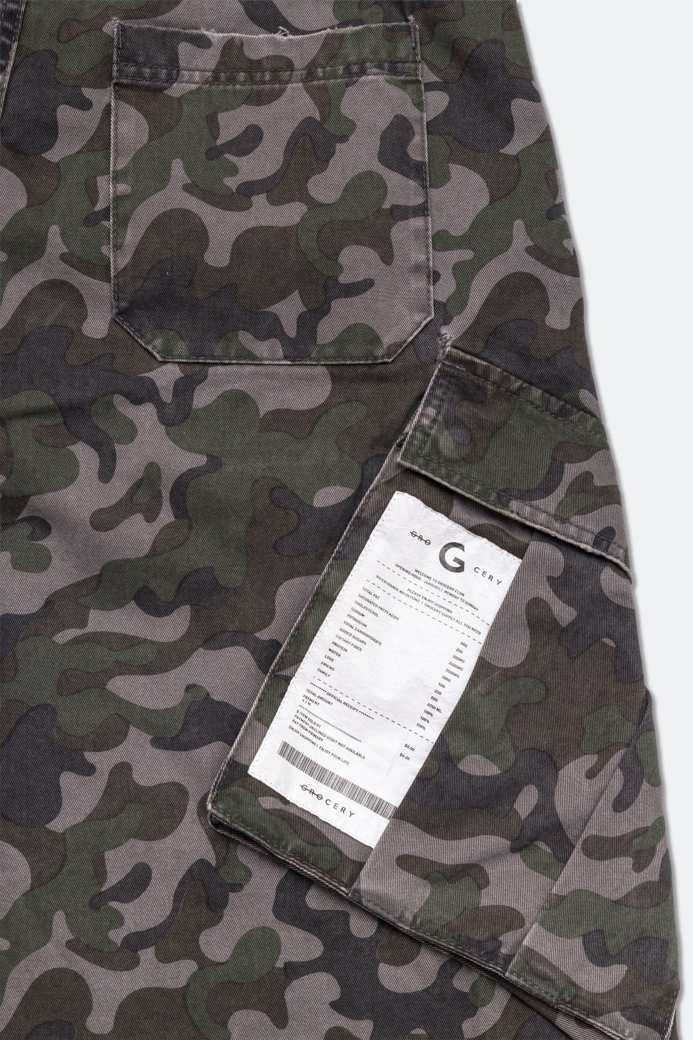 GROCERY WASHED WIDE LEG CARGO SHORTS/ CAMO - GROGROCERY
