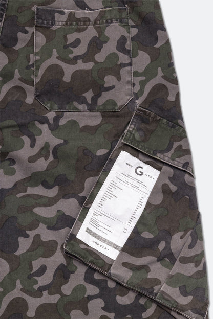 GROCERY WASHED WIDE LEG CARGO SHORTS/ CAMO - GROGROCERY