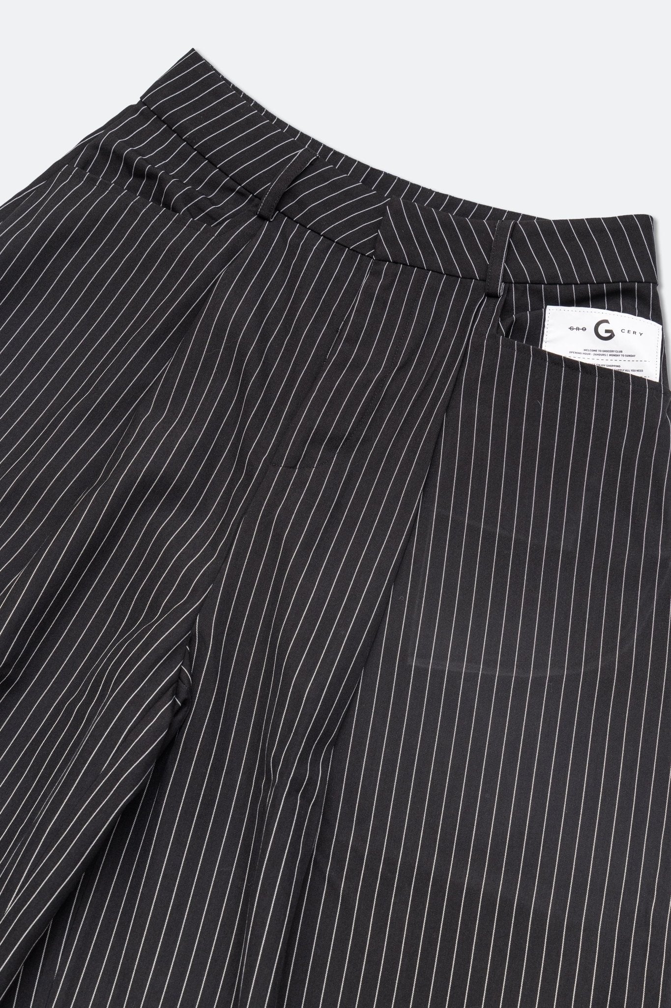 GROCERY WIDE LEG PLEATED STRIPE PANTS/ BLACK - GROGROCERY