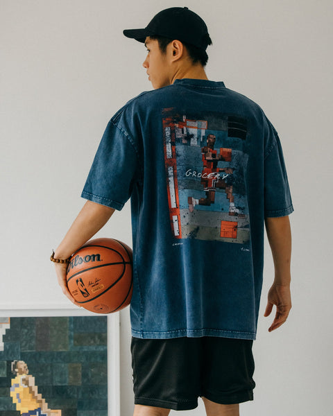 GROCERY X ADAM LISTER X CASETiFY SNOW WASHED REVERSE DUNK TEE/ WASHED NAVY - GROGROCERY