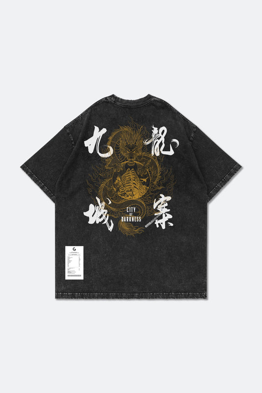 GROCERY x CITY OF DARKNESS GOLDEN DRAGON WASHED GRAPHIC BOXY TEE/ BLACK - GROGROCERY