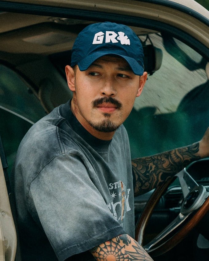 GROCERY x CLUB STUBBORN GEOMETRIC LION FISH CAP/ NAVY - GROGROCERY