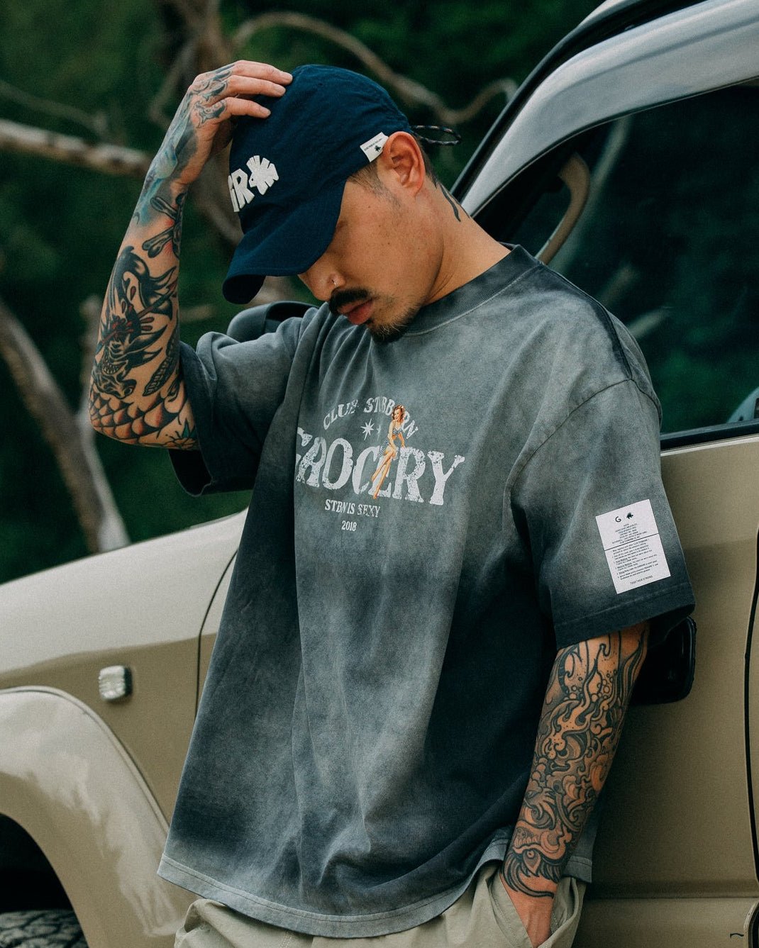 GROCERY x CLUB STUBBORN GEOMETRIC LION FISH CAP/ NAVY - GROGROCERY