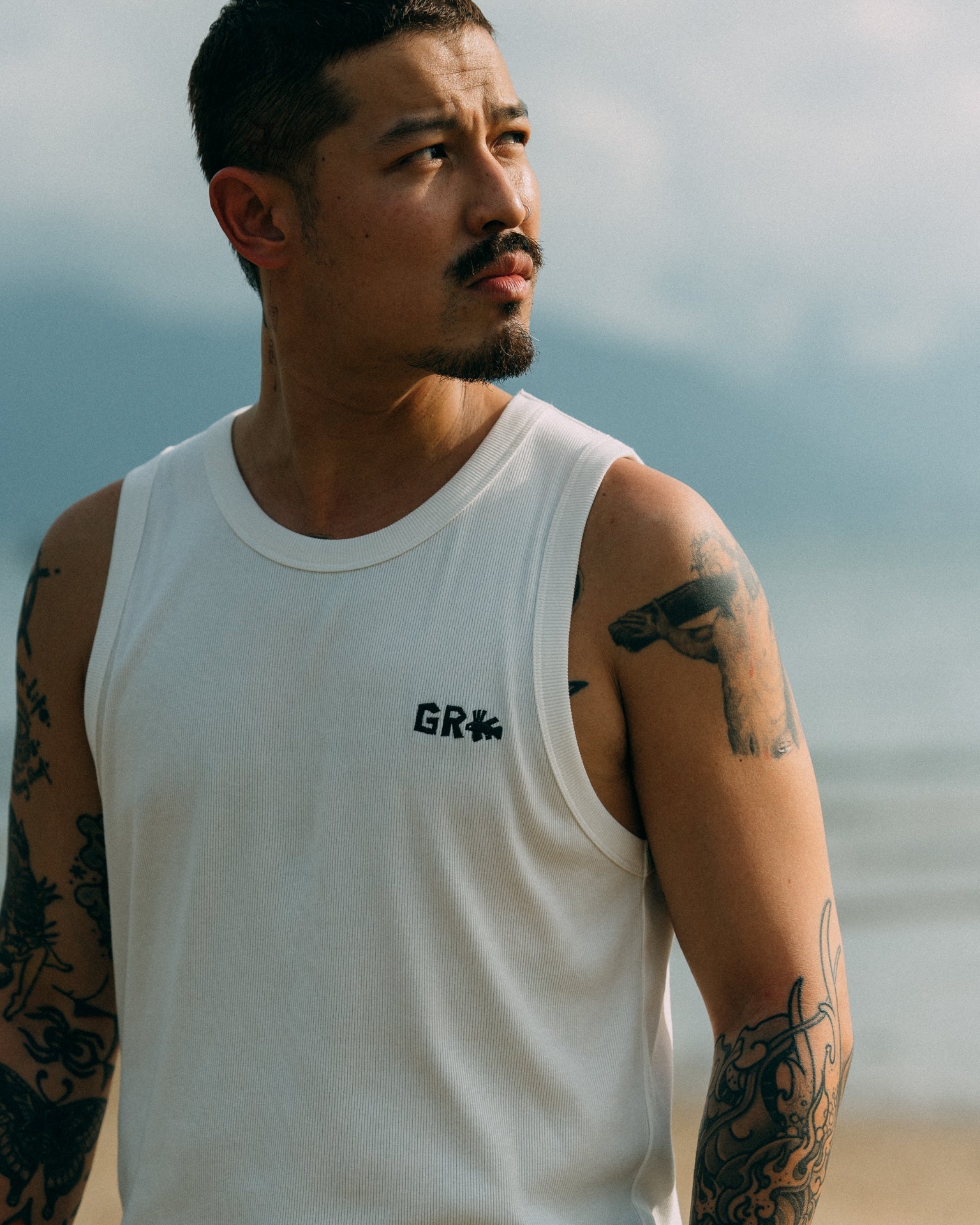 GROCERY x CLUB STUBBORN LOGO INVOICE TANK TOP/ WHITE - GROGROCERY
