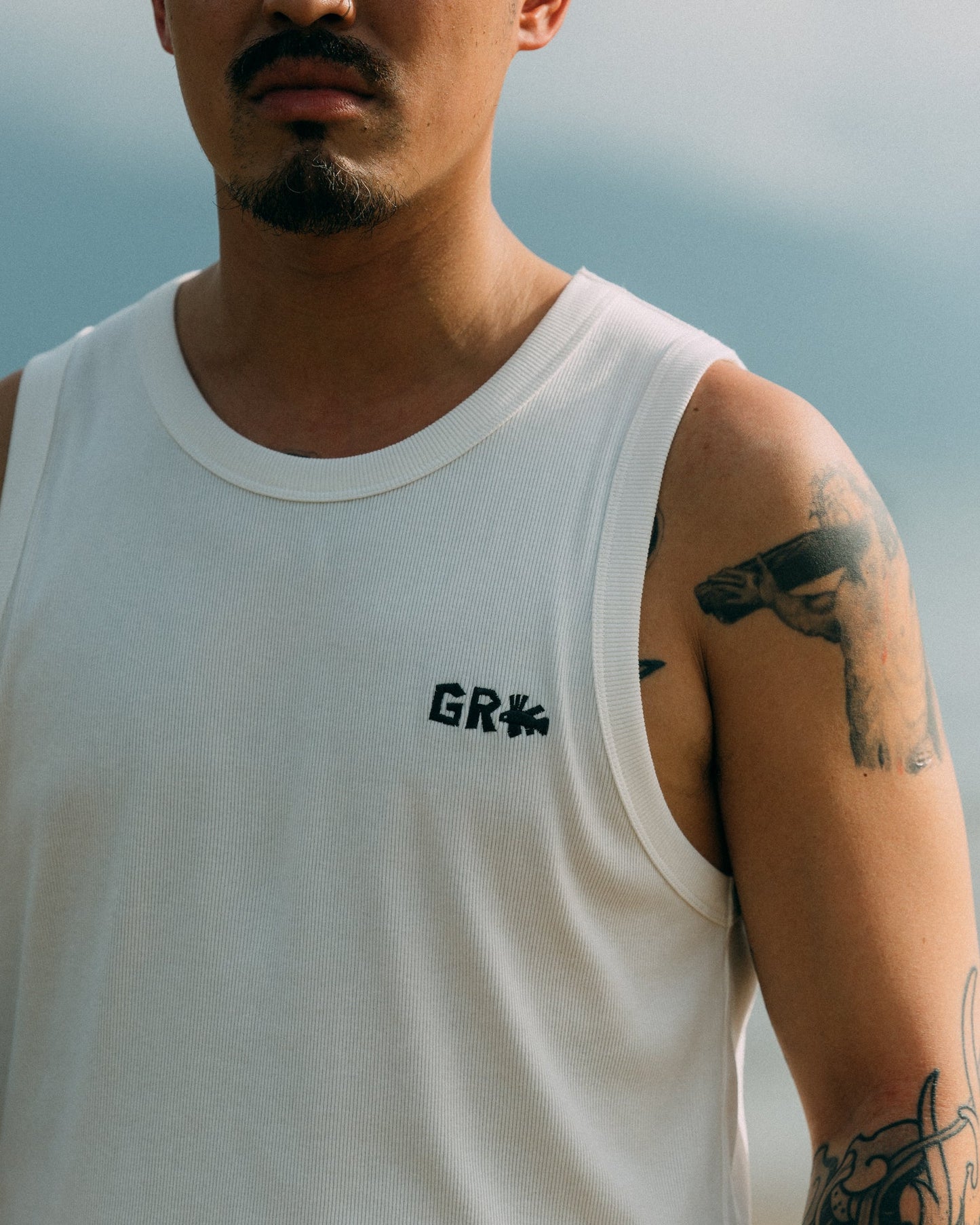 GROCERY x CLUB STUBBORN LOGO INVOICE TANK TOP/ WHITE - GROGROCERY