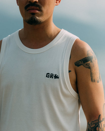 GROCERY x CLUB STUBBORN LOGO INVOICE TANK TOP/ WHITE - GROGROCERY