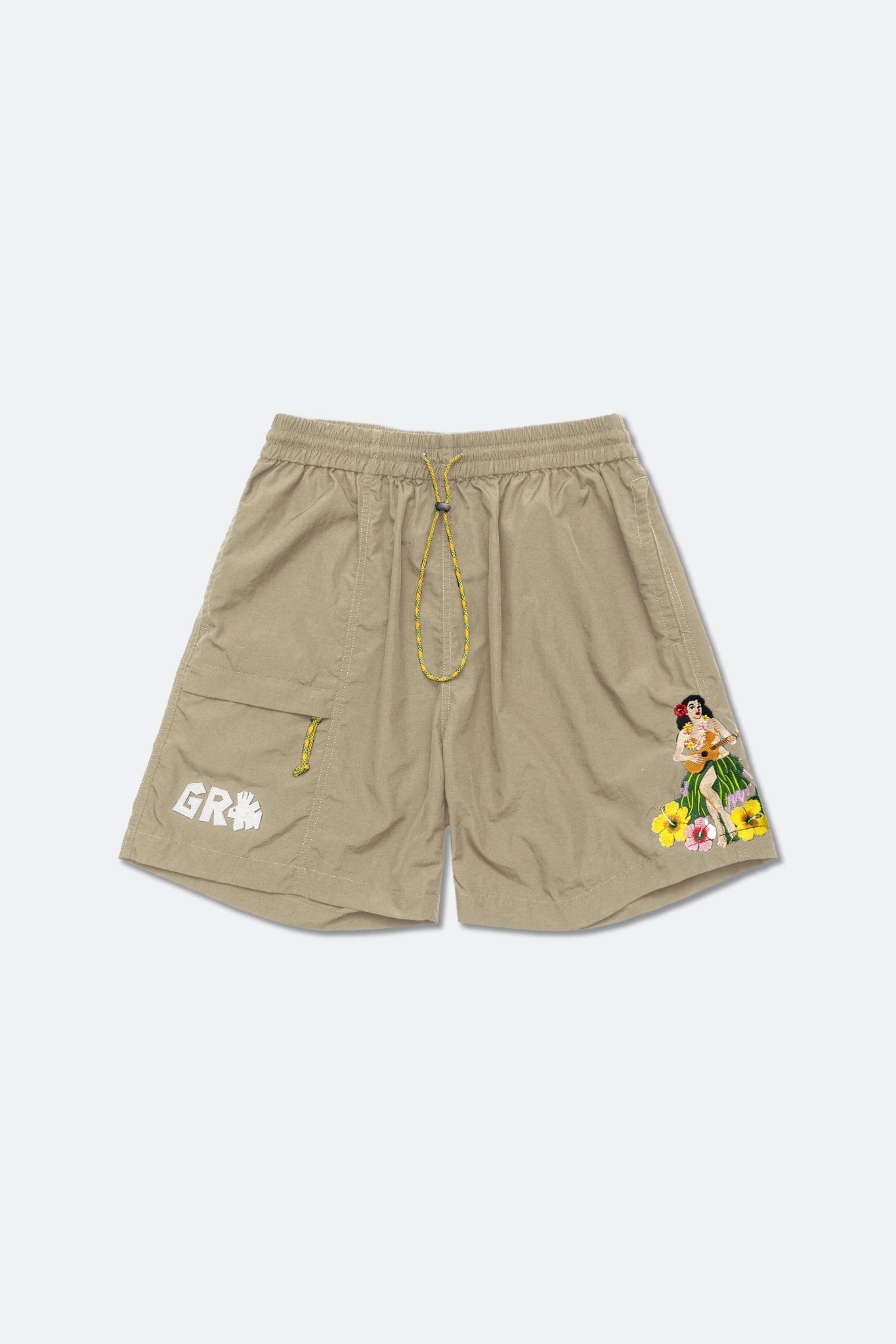 GROCERY x CLUB STUBBORN ULTRA SOUVENIR SHORTS/ HAWAII KHAKI - GROGROCERY