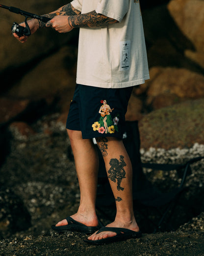 GROCERY x CLUB STUBBORN ULTRA SOUVENIR SHORTS/ HAWAII NAVY - GROGROCERY