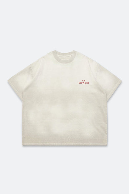 GROCERY x CLUB STUBBORN WASHED LION FISH GRAPHIC BOXY TEE/ CREAM - GROGROCERY