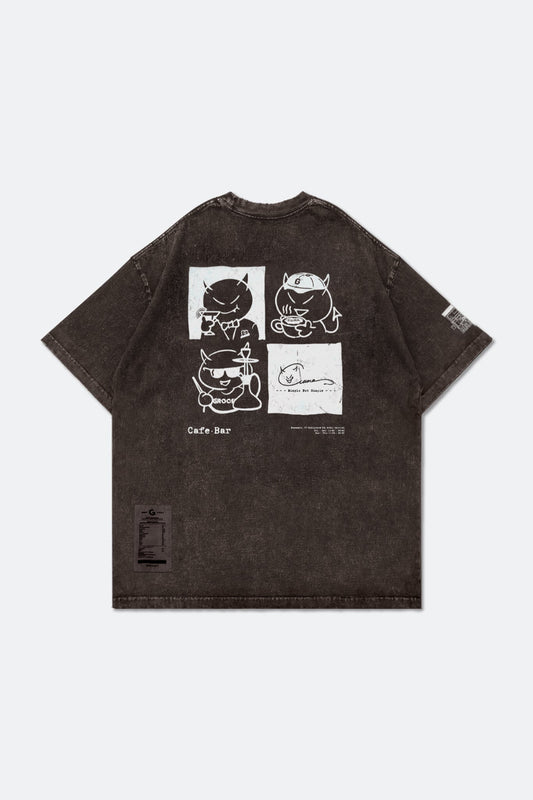 GROCERY X CUMA CAFE WASHED GRAPHIC TEE/ BROWN - GROGROCERY
