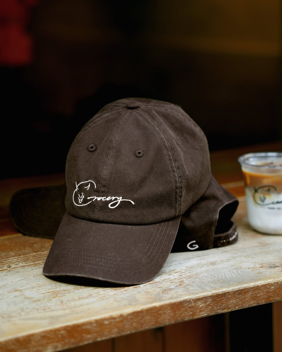 GROCERY X CUMA CAFE WASHED LOGO CAP/ BROWN - GROGROCERY