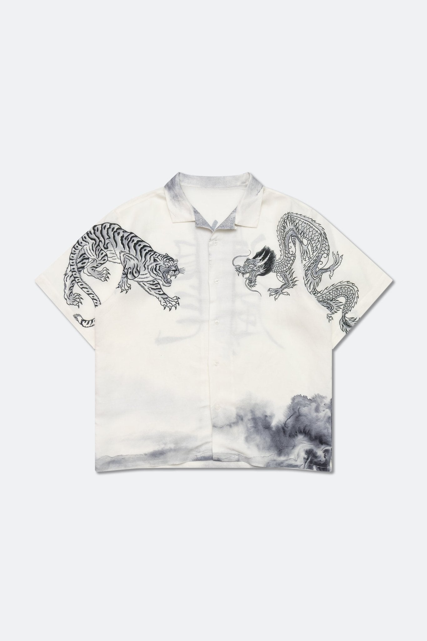 GROCERY x DIONYSUS & LOONG DRAGON & TIGER SHORT SLEEVE SHIRT/ WHITE & NAVY - GROGROCERY