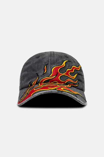 GROCERY x DIONYSUS & LOONG RED HORSE FLAME WASHED CAP/ BLACK - GROGROCERY