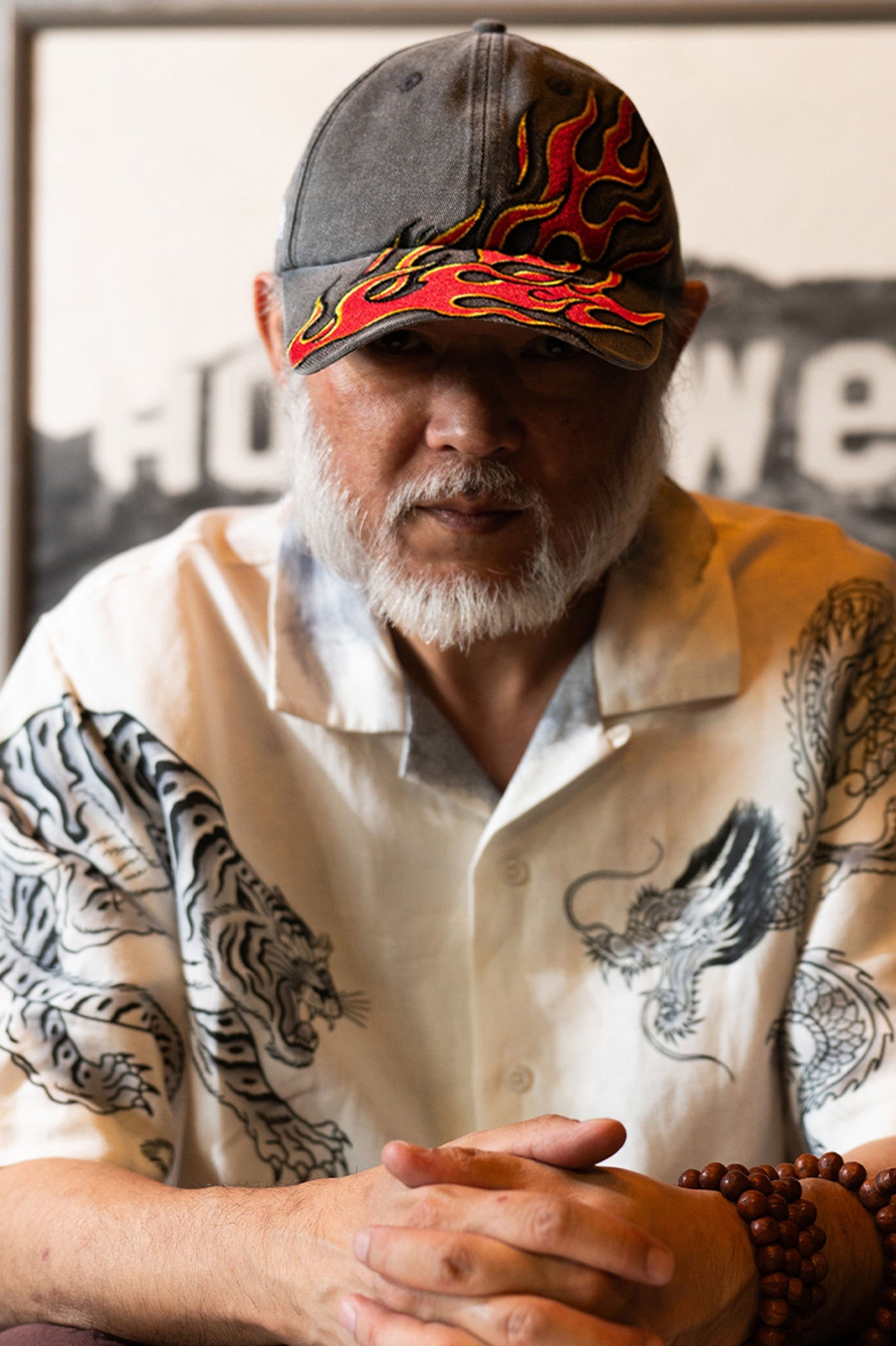 GROCERY x DIONYSUS & LOONG RED HORSE FLAME WASHED CAP/ BLACK - GROGROCERY