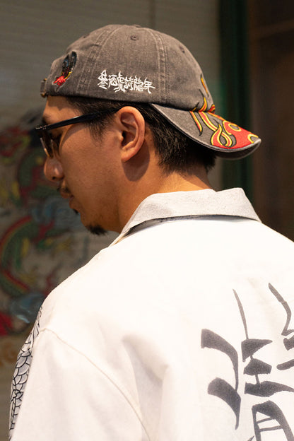 GROCERY x DIONYSUS & LOONG RED HORSE FLAME WASHED CAP/ BLACK - GROGROCERY