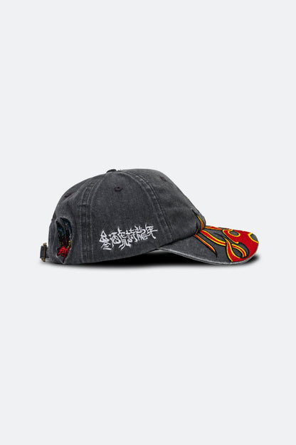 GROCERY x DIONYSUS & LOONG RED HORSE FLAME WASHED CAP/ BLACK - GROGROCERY