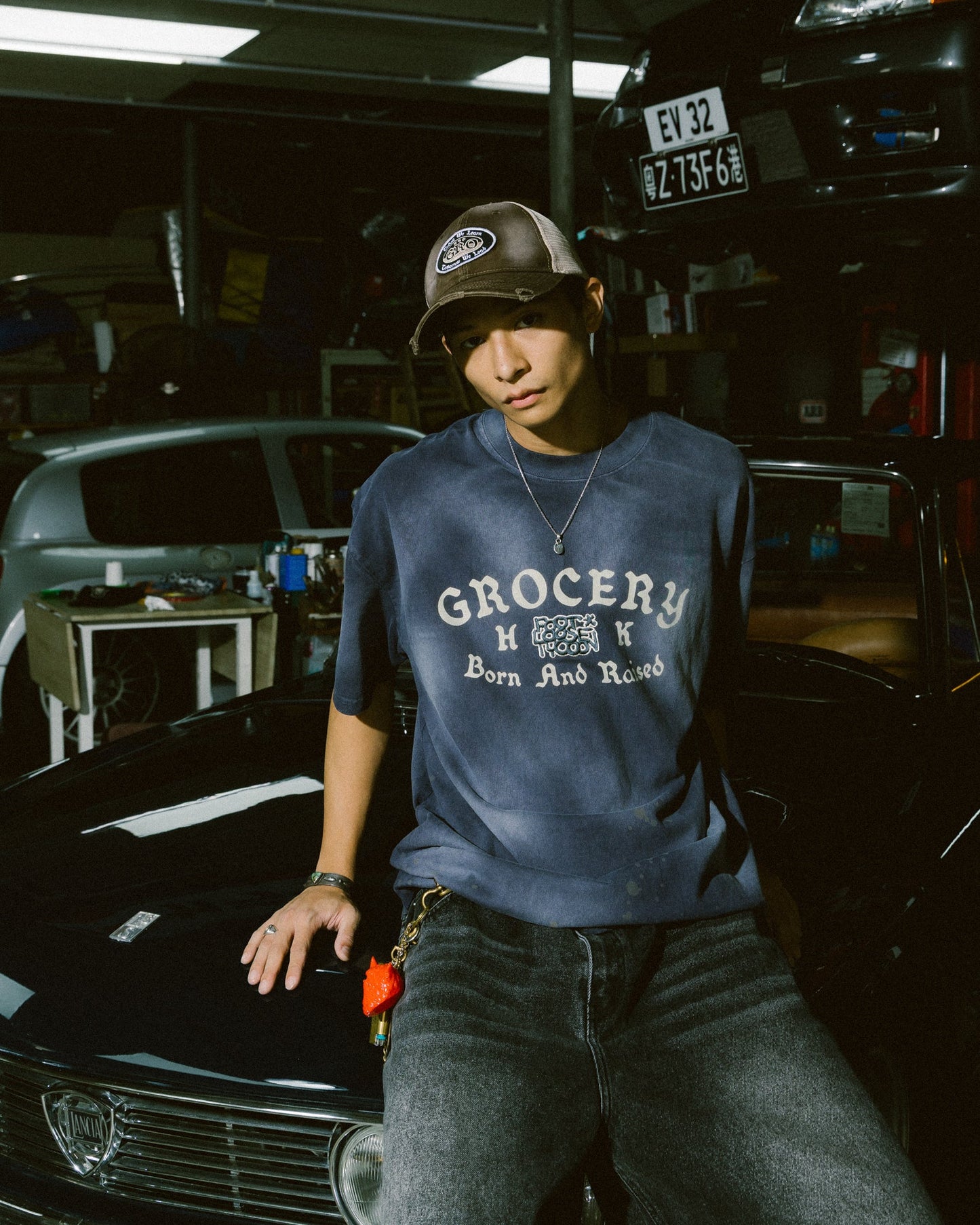 GROCERY X FOOTLOOSE TYCOON BORN & RAISED WASHED INVOICE TEE/ FADED PURPLE - GROGROCERY