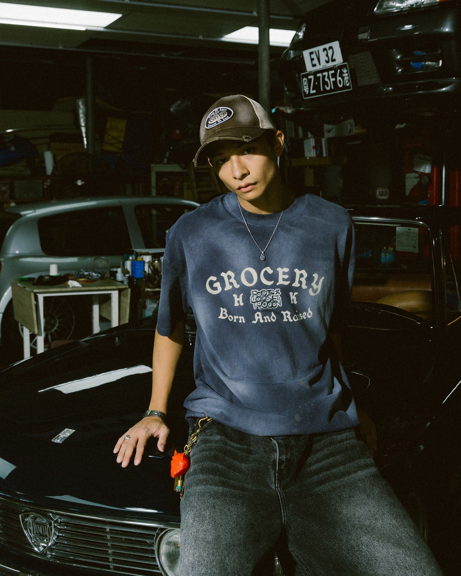 GROCERY X FOOTLOOSE TYCOON BORN & RAISED WASHED INVOICE TEE/ FADED PURPLE - GROGROCERY