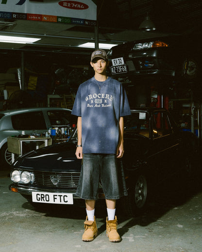 GROCERY X FOOTLOOSE TYCOON BORN & RAISED WASHED INVOICE TEE/ FADED PURPLE - GROGROCERY