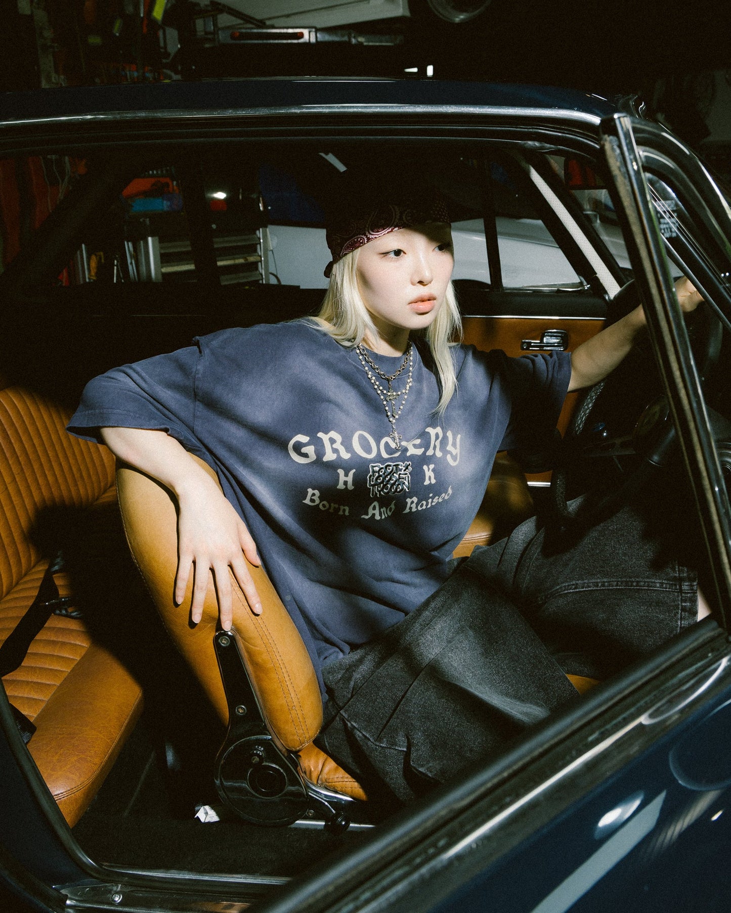 GROCERY X FOOTLOOSE TYCOON BORN & RAISED WASHED INVOICE TEE/ FADED PURPLE - GROGROCERY