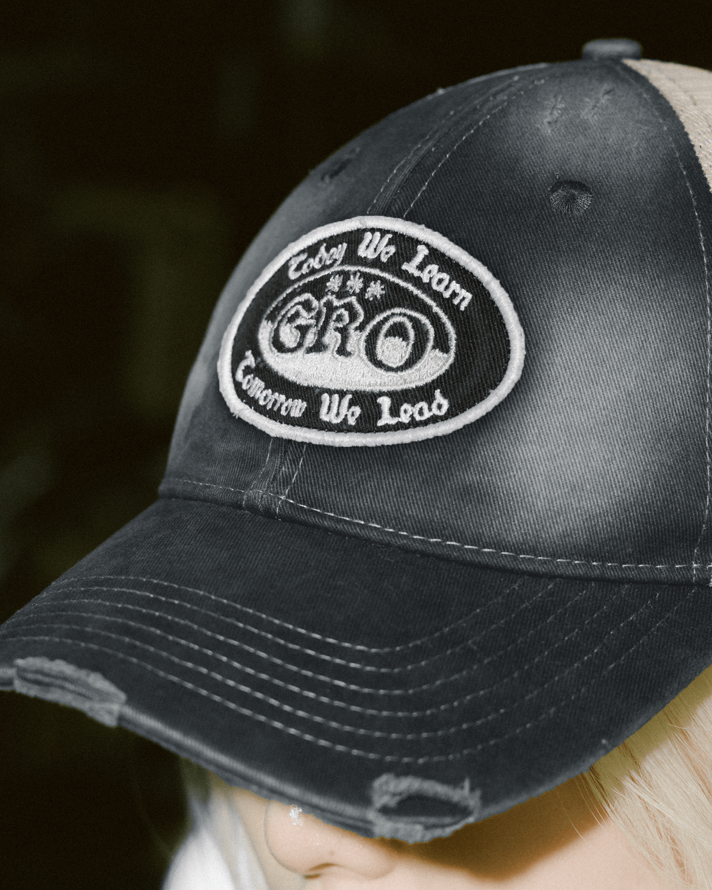 GROCERY X FOOTLOOSE TYCOON DISTRESSED TRUCKER CAP/ WASHED BLACK - GROGROCERY