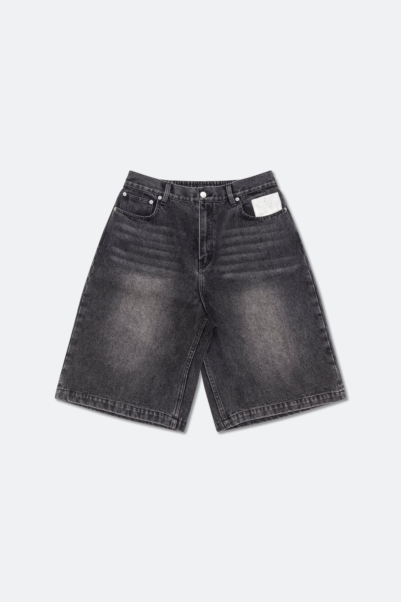 GROCERY X FOOTLOOSE TYCOON OVERSIZED WASHED DENIM SHORTS/ AGED BLACK - GROGROCERY