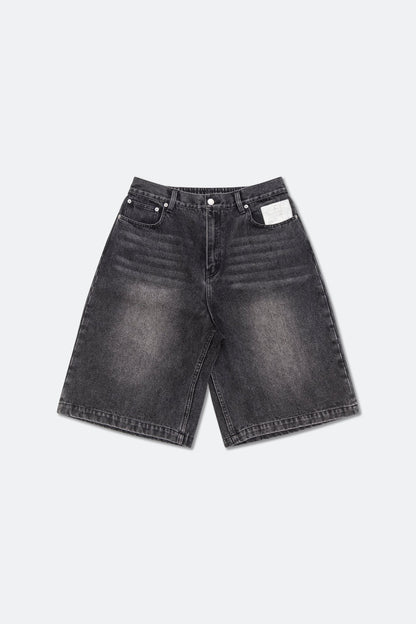 GROCERY X FOOTLOOSE TYCOON OVERSIZED WASHED DENIM SHORTS/ AGED BLACK - GROGROCERY