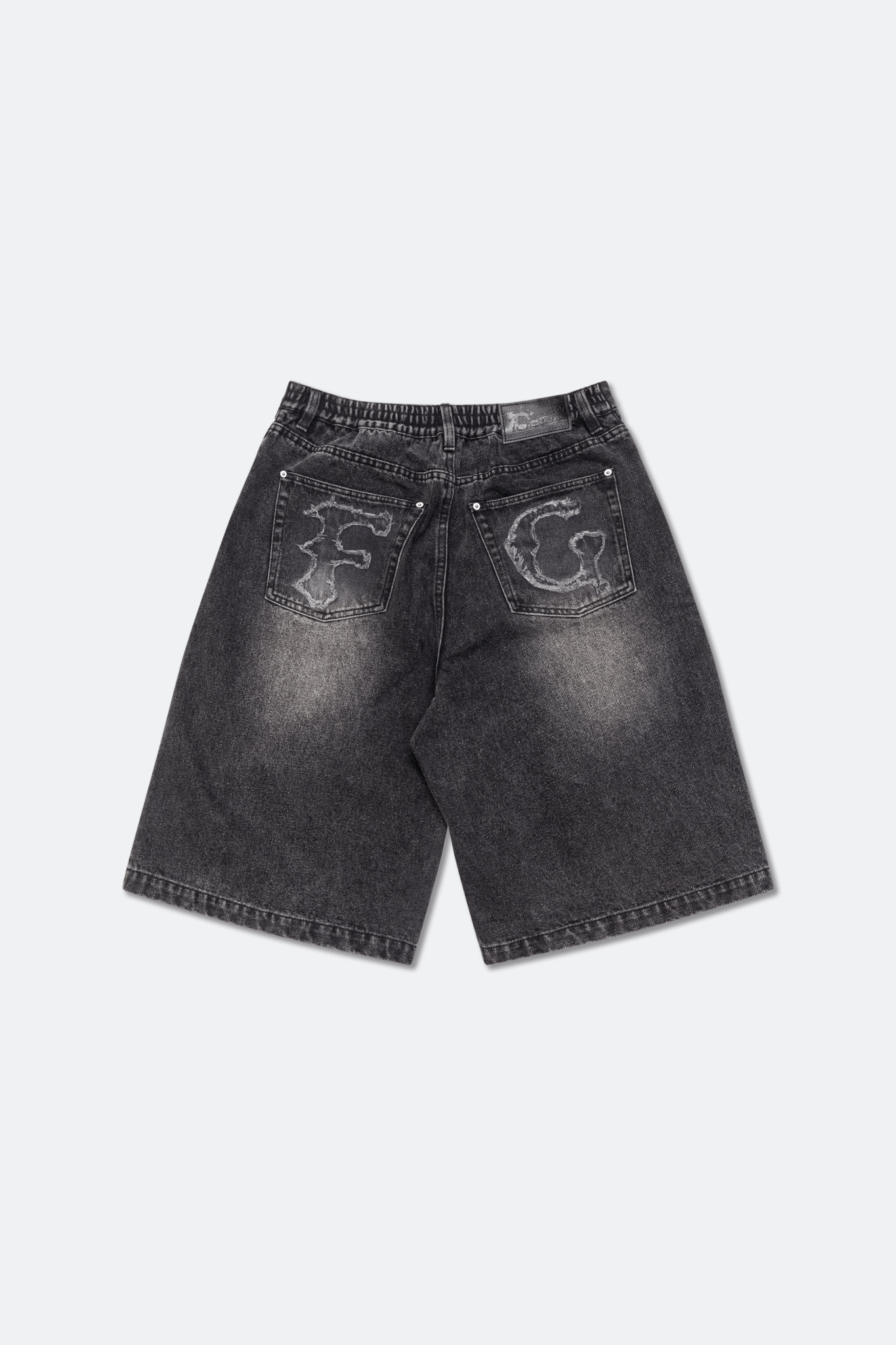 GROCERY X FOOTLOOSE TYCOON OVERSIZED WASHED DENIM SHORTS/ AGED BLACK - GROGROCERY