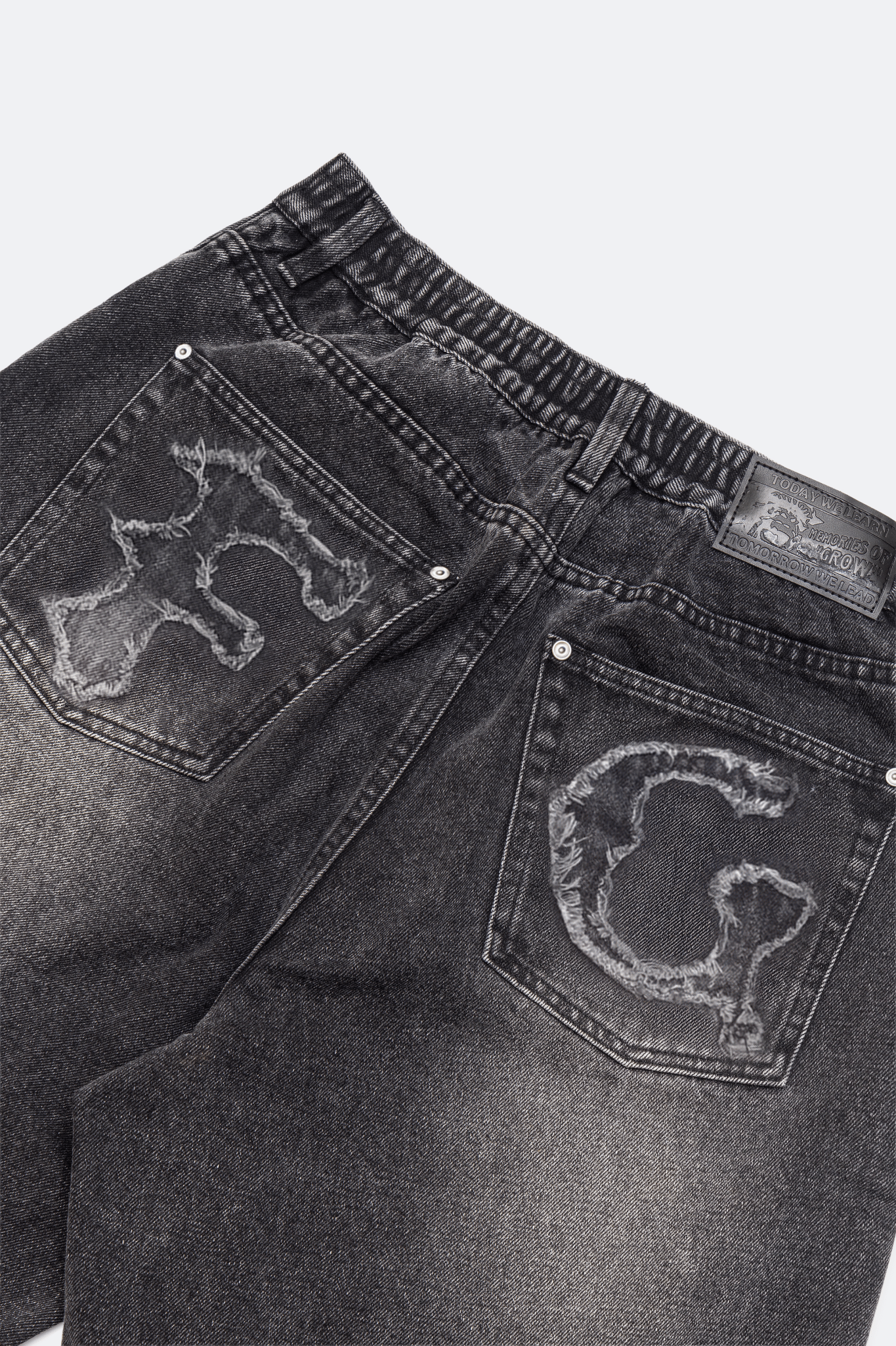 GROCERY X FOOTLOOSE TYCOON OVERSIZED WASHED DENIM SHORTS/ AGED BLACK - GROGROCERY