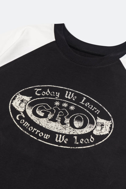 GROCERY X FOOTLOOSE TYCOON RAGLAN TWO TONE BOXY TEE/ BLACK - GROGROCERY