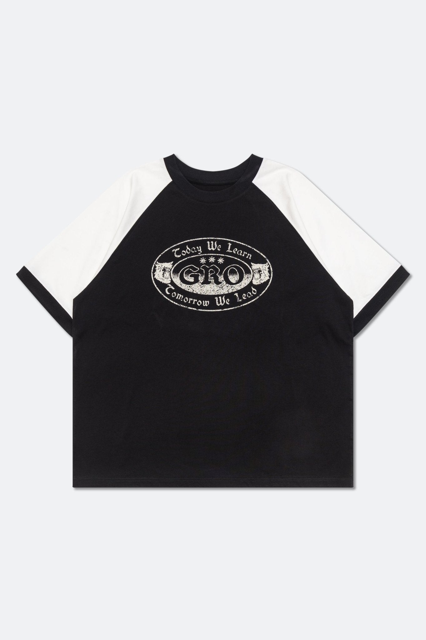 GROCERY X FOOTLOOSE TYCOON RAGLAN TWO TONE BOXY TEE/ BLACK - GROGROCERY