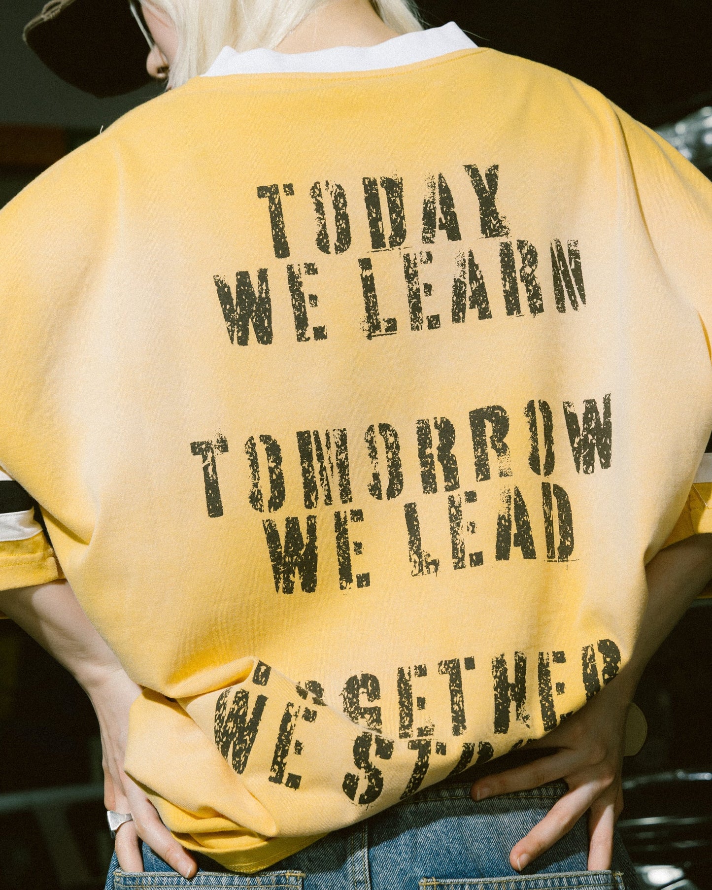 GROCERY X FOOTLOOSE TYCOON TOGETHER WE STRONG WASHED TEE/ YELLOW - GROGROCERY