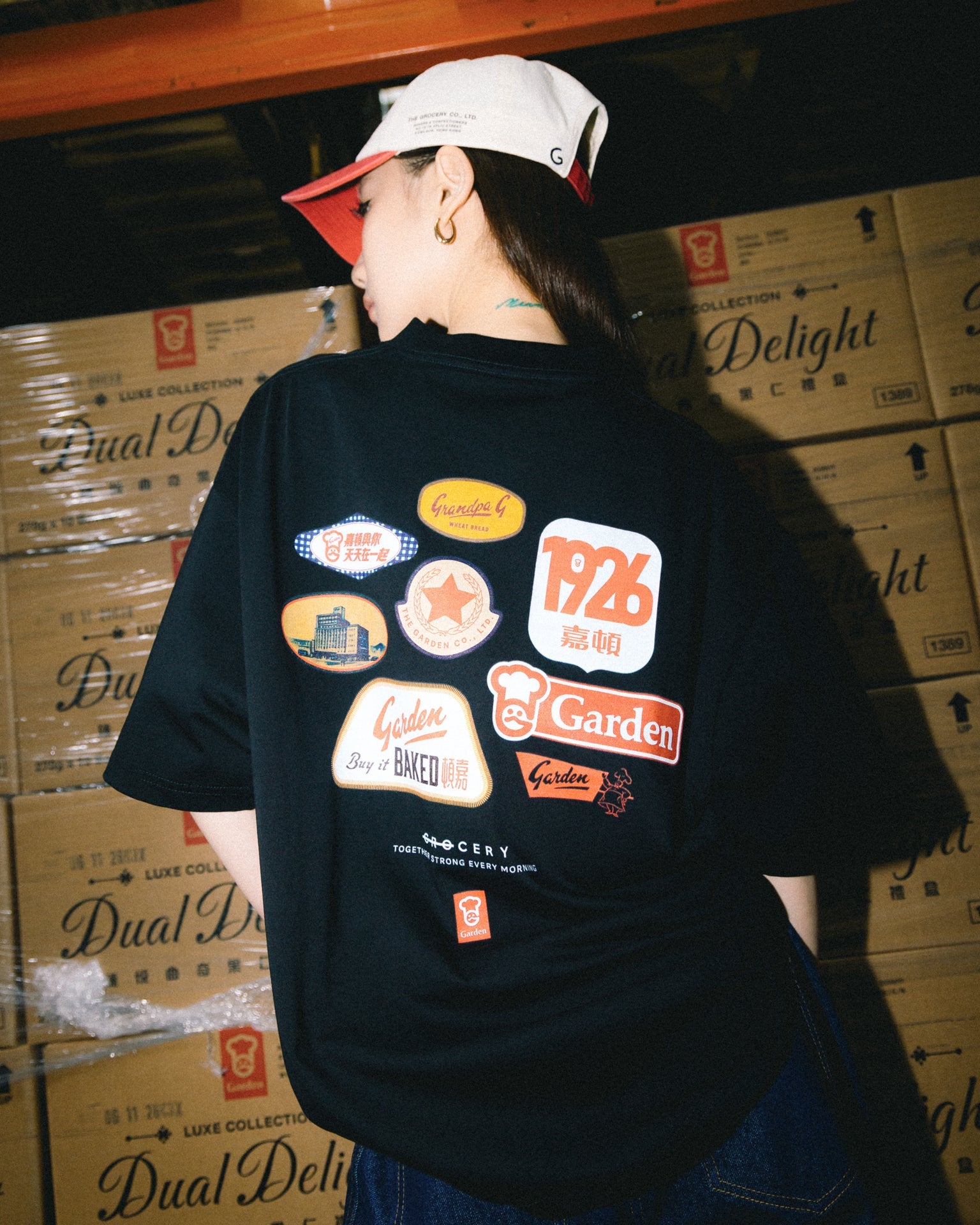 GROCERY x GARDEN ARCHIVE LOGO BOXY TEE/ BLACK - GROGROCERY