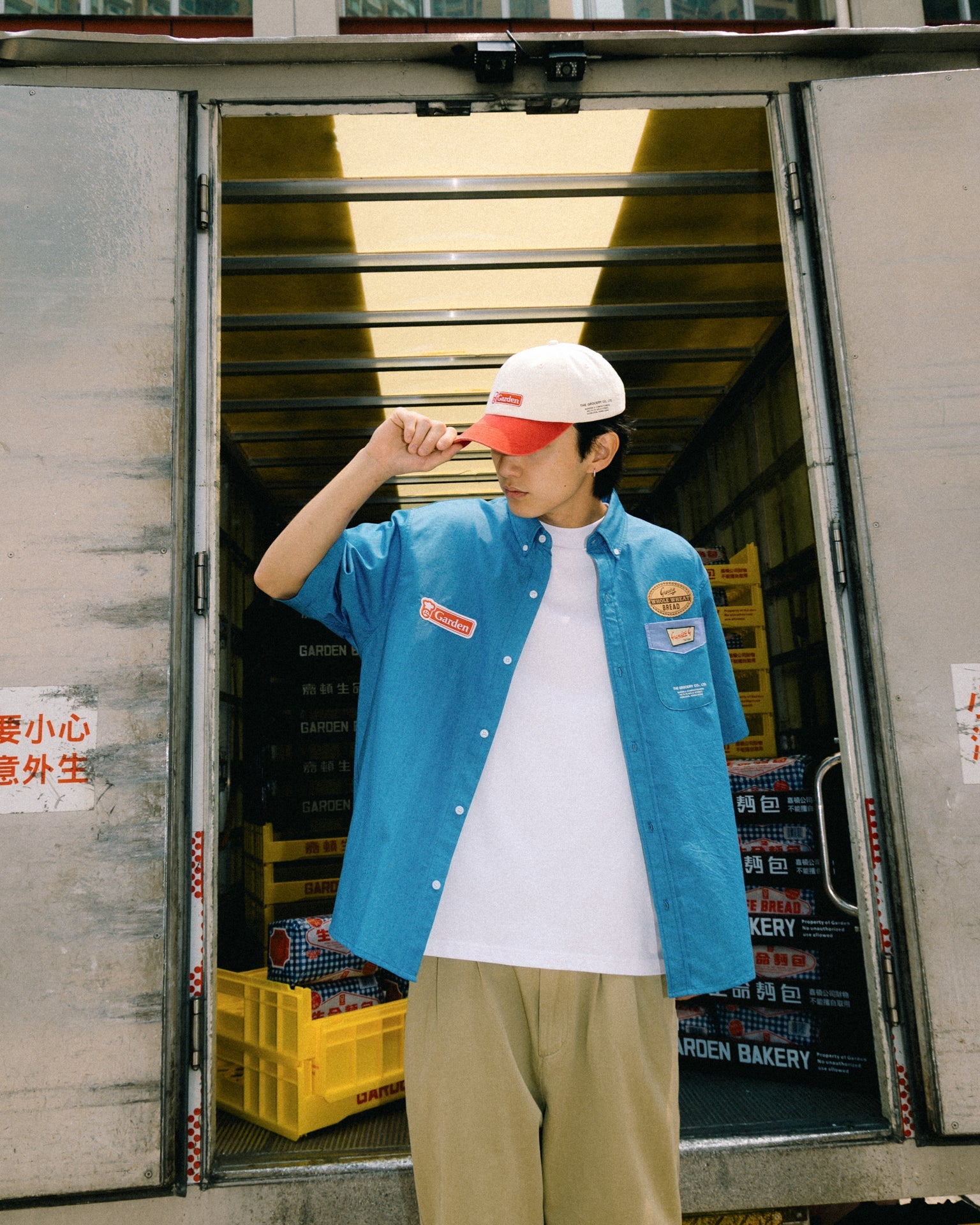 GROCERY x GARDEN CLASSIC LOGO TWO TONE WASHED CAP/ CREAM - GROGROCERY