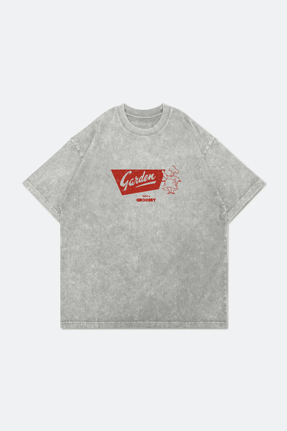 GROCERY x GARDEN LEMON PUFF WASHED GRAPHIC BOXY TEE/ GREY - GROGROCERY