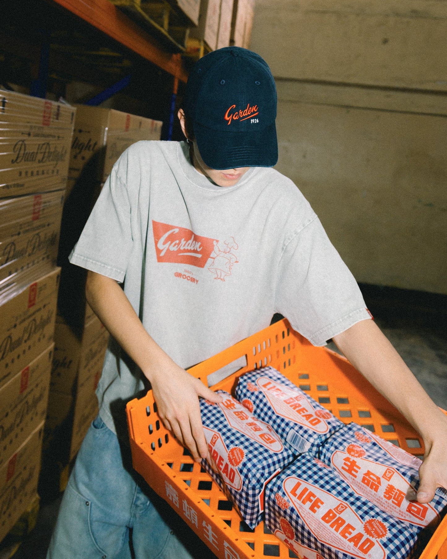 GROCERY x GARDEN LEMON PUFF WASHED GRAPHIC BOXY TEE/ GREY - GROGROCERY